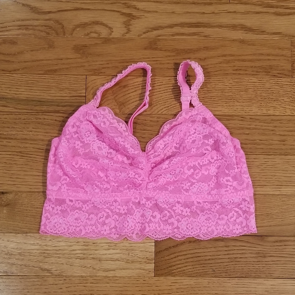 Pink lace adjustable straps bralette small